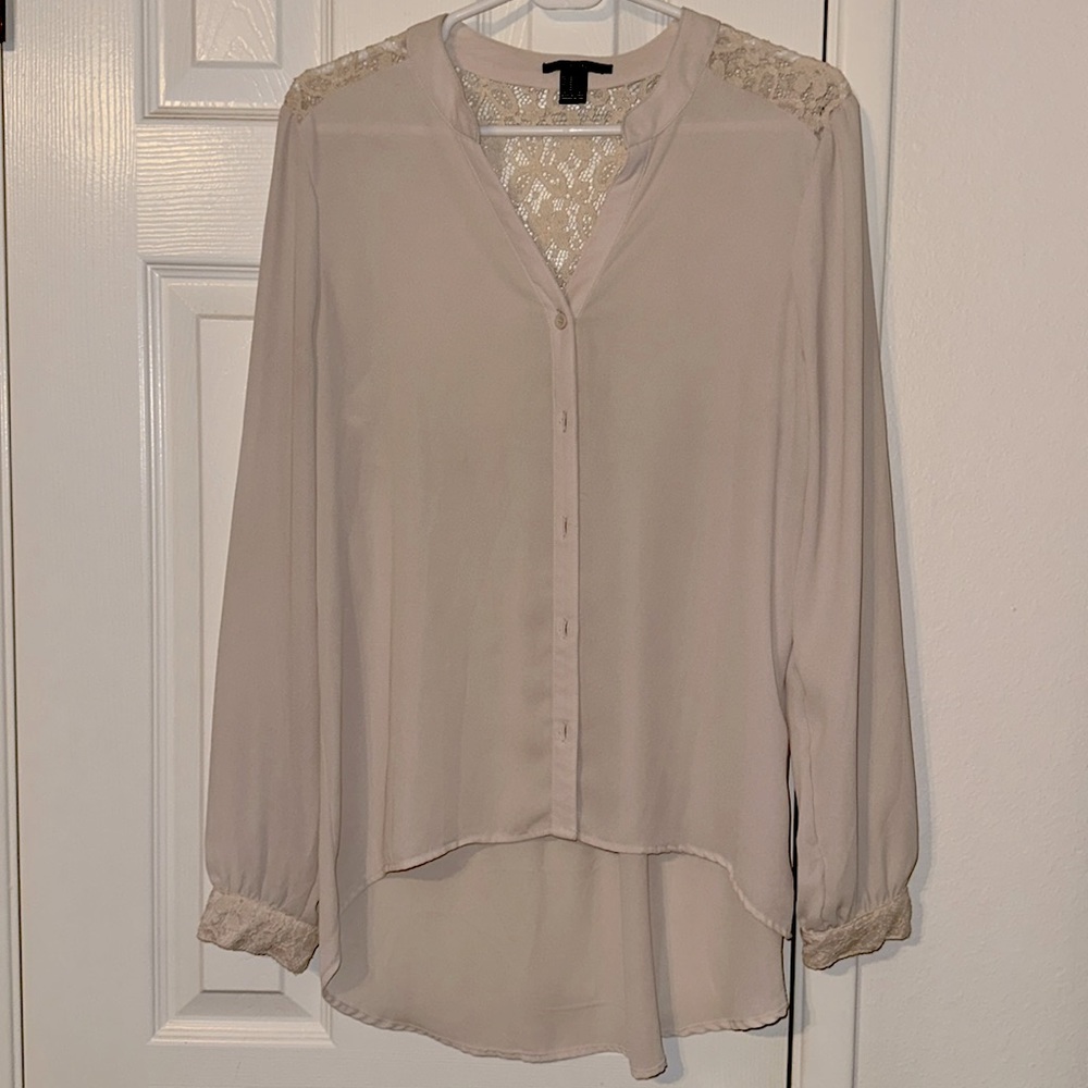 Lace peasant button up blouse